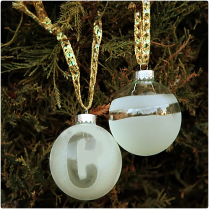 Monogrammed Etched Ornaments