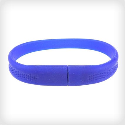 Blue Silicone Rubber Bracelet with 8GB Flash Drive USB Memory Stick
