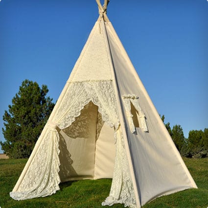Floral Classic Ivory Kids Teepee, Kids Play Tent