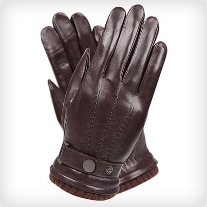 Men's Warm Winter Leather Driving Gloves