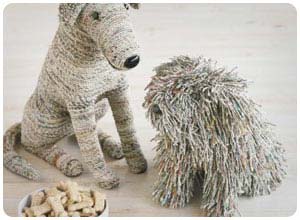 Recycled Newspaper Dogs
