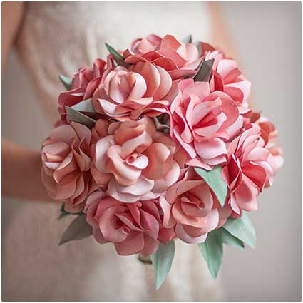 DIY Paper Rose Wedding Bouquet