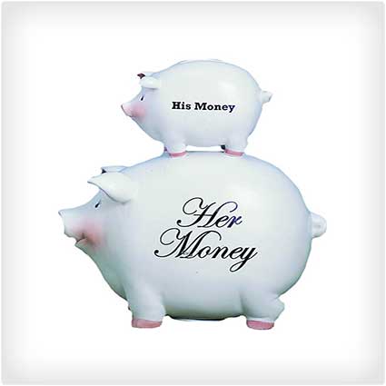 His Money/Her Money Ceramic Piggy Bank