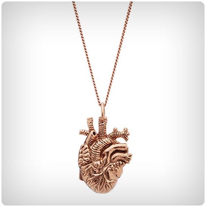 Tiny Rose Gold Anatomical Heart Pendant