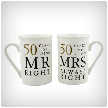50th Anniversary Mr Right & Mrs Always Right Mug Set