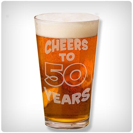 Cheers To 50 Years Engraved Beer Pint Glass