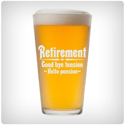 Goodbye Tension, Hello Pension Etched Pint Glass
