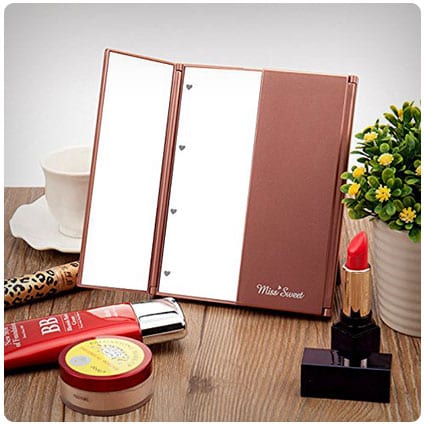 Miss Sweet Small Led Lighted Tri-Fold Makeup Mirror