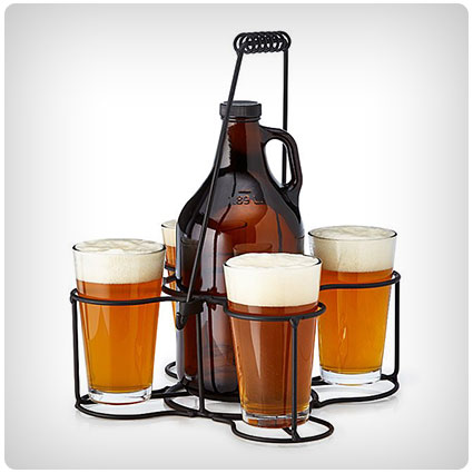 Outdoor Beer Growler Carrier and Glasses