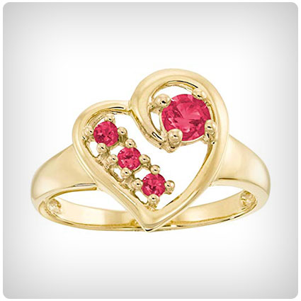 ArtCarved Mom's Gift Simulated Ruby Ring