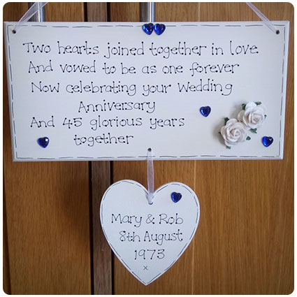 Personalized Sapphire Anniversary Sign