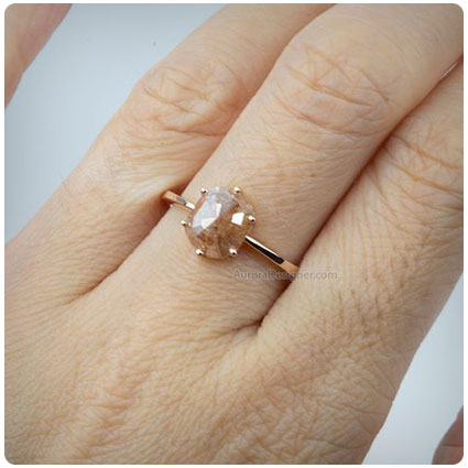 Solitaire Coral Rosecut Diamond Ring