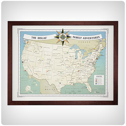 Personalized Family Travel Pushpin USA Map