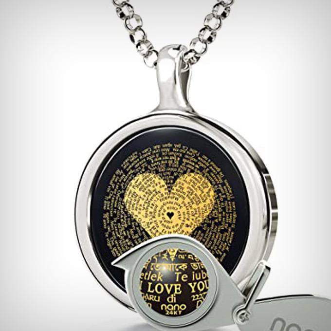 I Love You Necklace Inscribed in 120 Languages