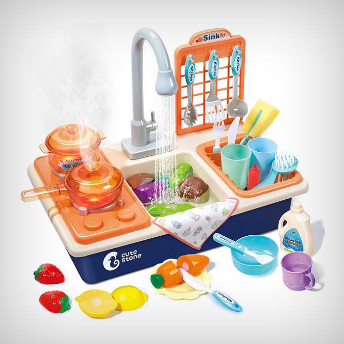 CUTE STONE Pretend Play Kitchen Sink