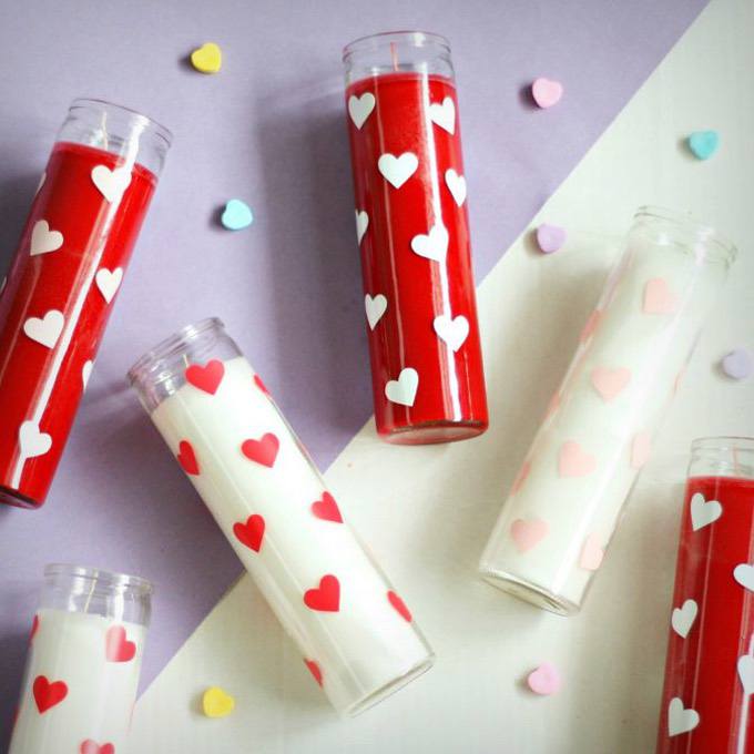 DIY Vinyl Heart Candles