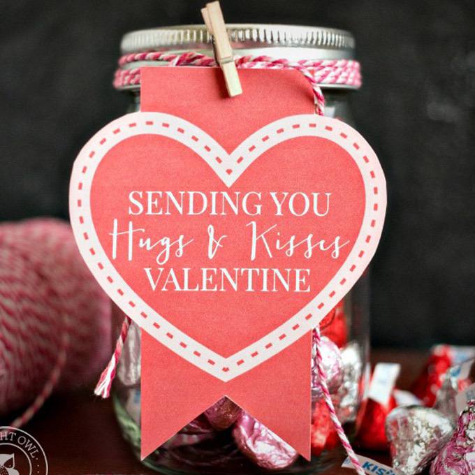 Hugs and Kisses Mason Jar Valentines