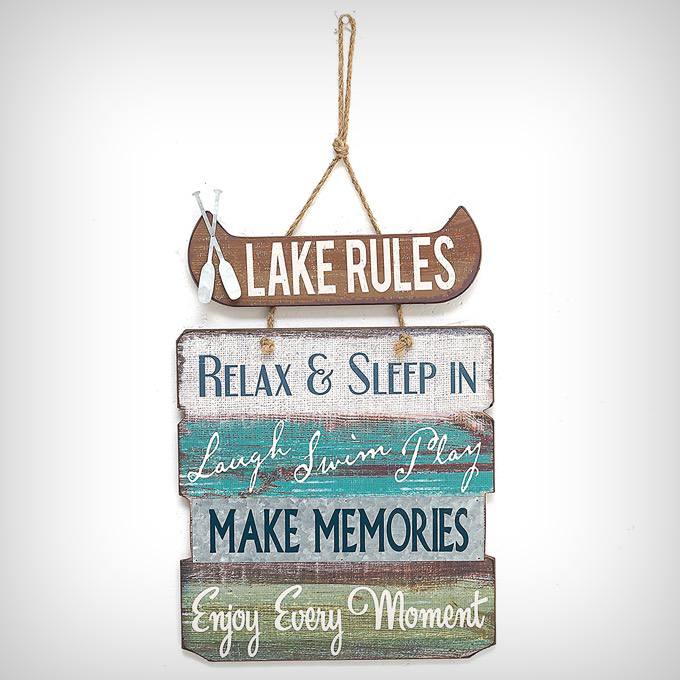 Lake Rules Wooden Sign