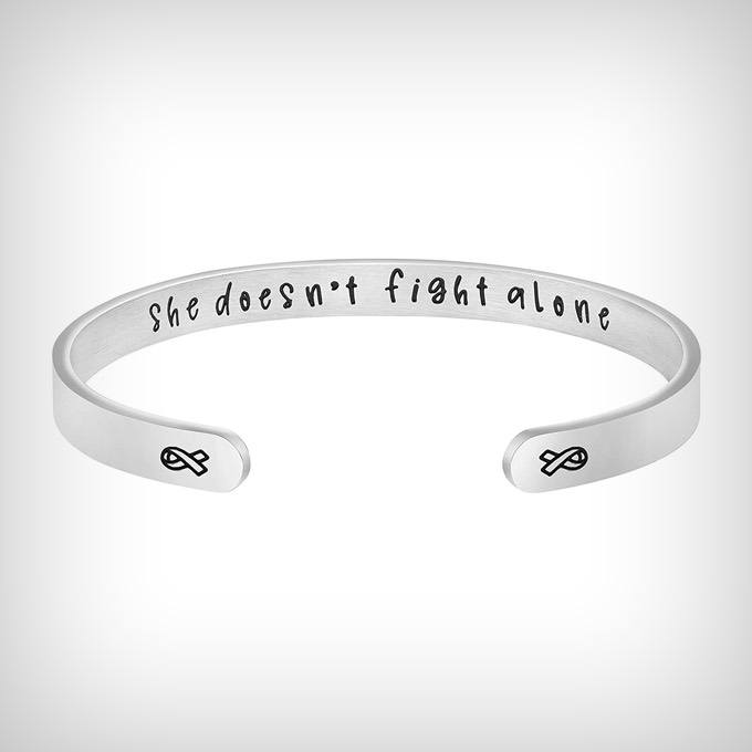 She Doesn't Fight Alone Mantra Bangle